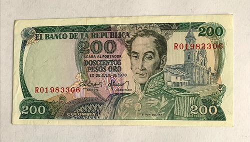 Billete De Colombia 200 Pesos Oro