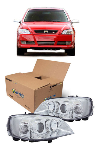 Par Farol Cromado Com Relgulagem Eletrica Astra 2003 Arteb