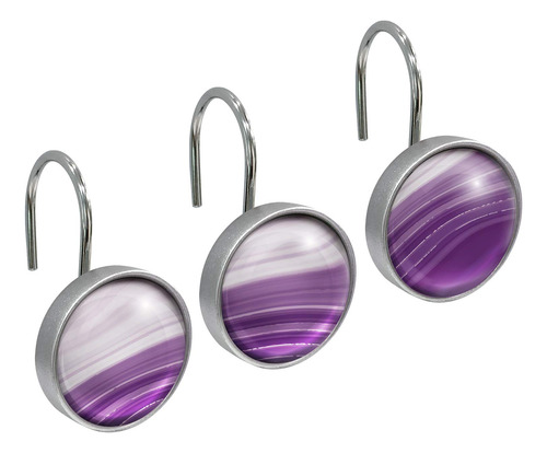 Ganchos Para Cortina De Baño Diseño Degradado Violeta 12 Pz
