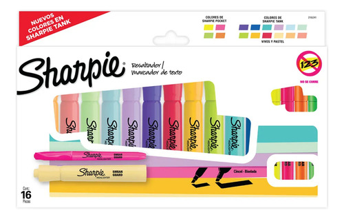 Set De Destacadores Sharpie Tank Y Pocket 16 Unidades
