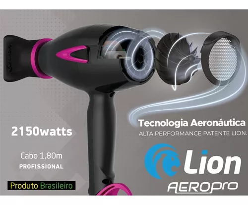 Secador De Cabelo Profissional Aeropro 127v 2150w Lion Cor Fúcsia