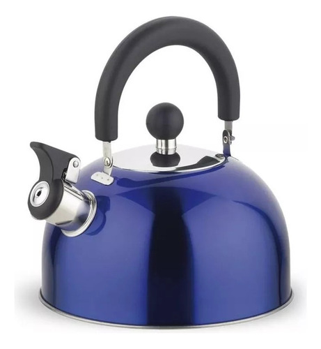 Tetera Acero Inox 2500ml Doral Con Silbato Todas Las Cocina Color Azul