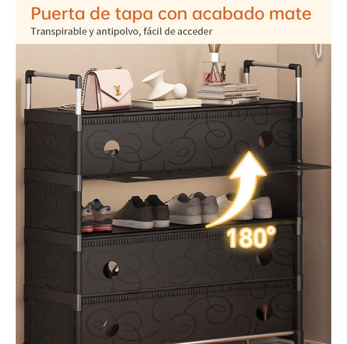 Zapateras Almacenamiento Zapatos En Plano 6 Niveles Color Negro