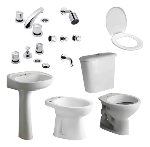 Juego Baño Completo Griferías Accesorios Sanitarios Ferrum - $ 244.761,2