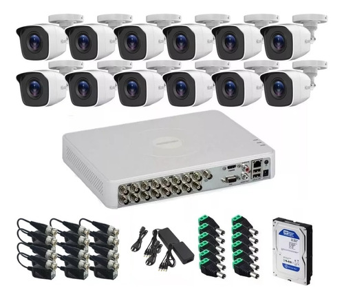 Kit 12 Cámaras 2 Mp 1080p Metal 2tb 16ch Hikvision