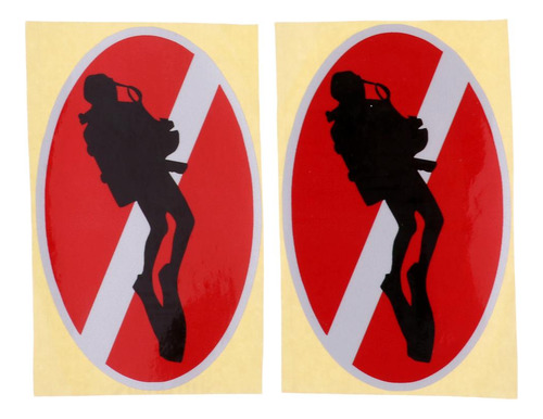 2 Piezas Etiqueta Engomada Buceo Con Accesorios Diver Down