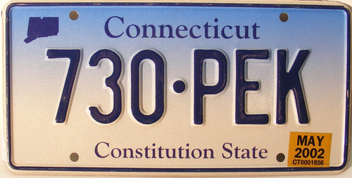 Constitucion Connecticut Estado  License Plate Azul Oscuro