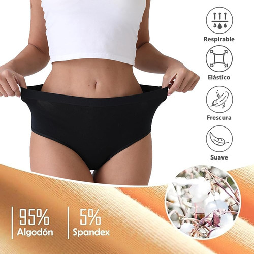 Y 6 Pcs Calzoncillos De Algodón De Talla Grande Para Mujer