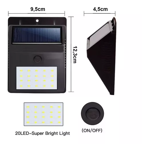 Panel Reflector Solar 20 Led Exterior Resistente Luz Potente