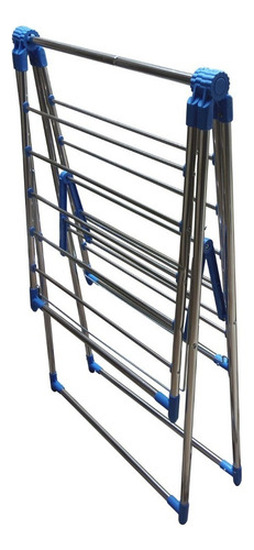 Tender De Ropa Plegable Extensible Con Alas De Pie Acero Color Plateado