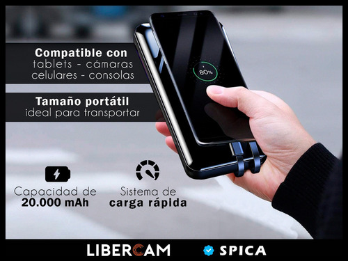 Imagen 5 de 6 de Power Bank Cargador Portatil 20000mah Spica Sw-400 Bateria