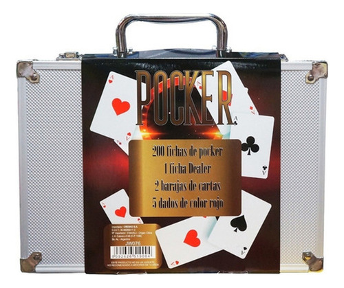 Valija Poker 200 Fichas Maletin Metalico Cresko - 11173
