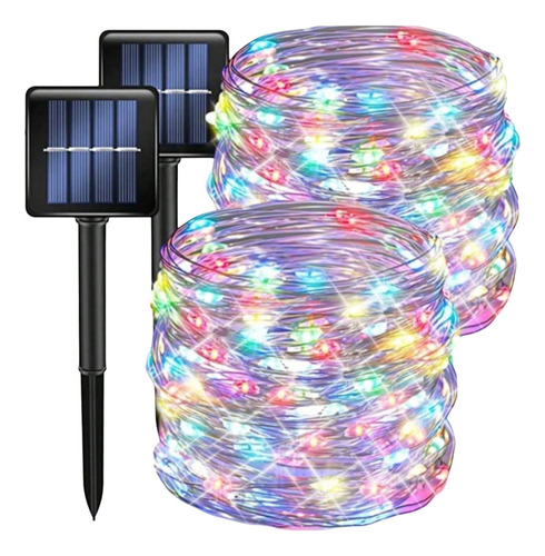 De Paquete 2 Luces Hadas Solar 24 M Y 240 Led Que Funcionan