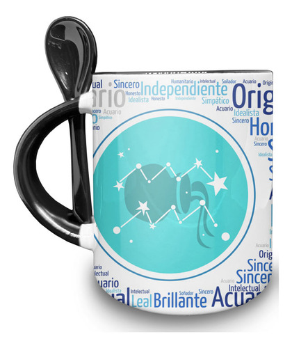 Taza Cuchara 11oz - Cualidades Signo Zodiacal Acuario