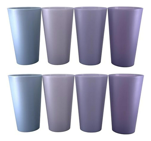 Vasos Plástico Reutilizables, Irrompibles, Juego De 8, Gris.