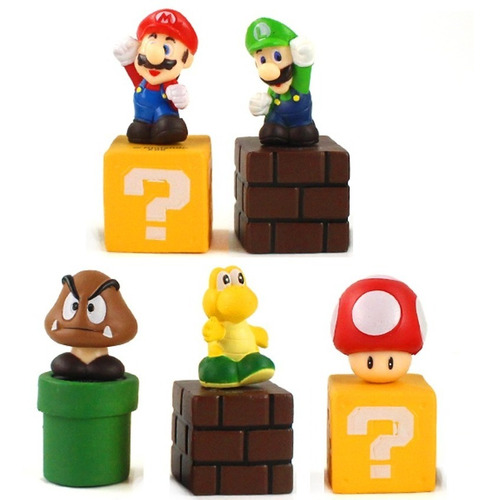Set Muñecos Mario Bross Luigi Yoshi Honguito Figura Juguetes
