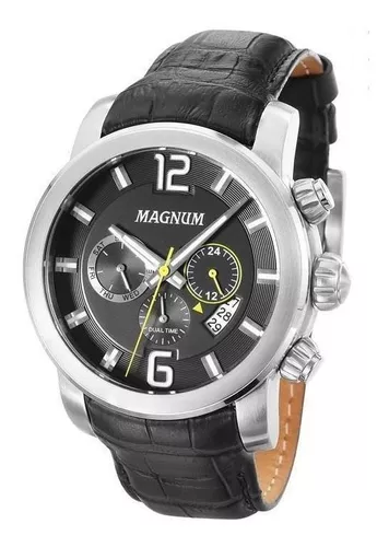 Relógio Magnum Masculino Multifunção Ma34012f Aço Grande