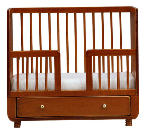 1:12 Escala Casa De Bonecas De Madeira Cama De Bebê 1/12