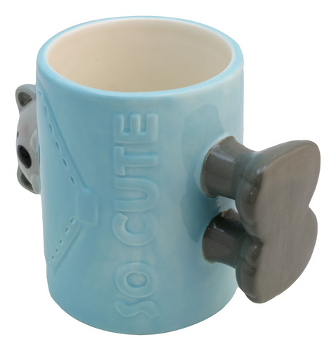 Taza De Cerámica Animales 3d Cute Con Asa De Patitas 480 Ml Color Azul Koala