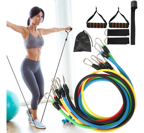 Kit Tubing Corda Extensor 11 Peças Elástico Treino Exercício