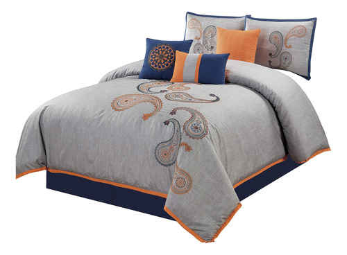 Chezmoi Collection Naomi - Juego De Cama De 7 Piezas Con Bor