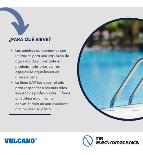 Imagen 2 de 10 de Bomba Autocebante Pileta Vulcano Bap050 0.50 Hp