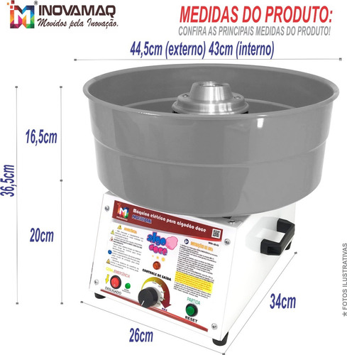 Imagem 8 de 10 de Maquina De Algodao Doce Profissional Inovamaq + Brinde Funil