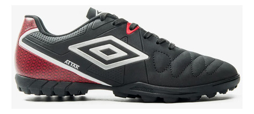 Chuteira Society Umbro Attak Eternal Unissex Preto Vermelho