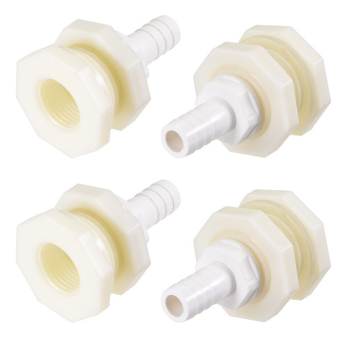 Adaptador De Mamparo 12mm Púas Xg1/2 Hembra Abs Blanco 4pzs