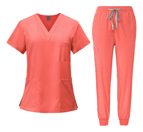 Conjunto De Ropa Para Mujer, Traje De Enfermería - Escote