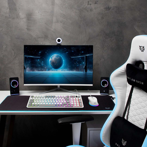 Combo Gamer 2 En 1 Alámbrico Squad Conquest Kg515 Alámbrico Mouse Blanco Teclado Blanco