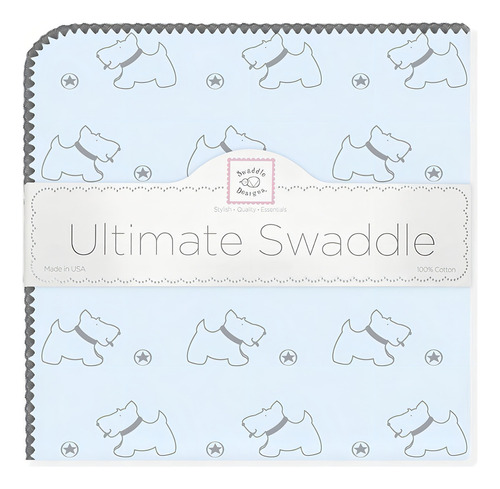 Manta Envolvente Receptora Bebé Swaddle Designs Perro Azul