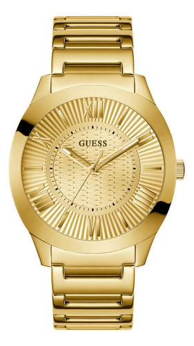 Reloj Para Caballero Guess Arc Hombre Elegante Correa Dorado Bisel Dorado Fondo Dorado