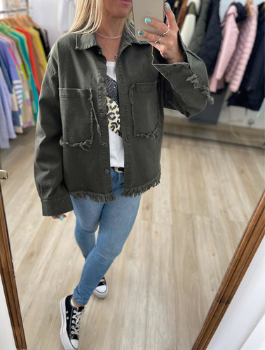 Imagen 4 de 10 de Campera Oversize Camisaco Gabardina Mujer The Big Shop