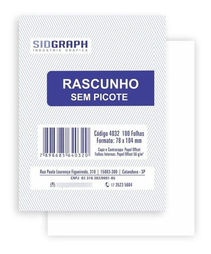 20 Blocos Rascunho 100 Folhas Sidgraph - 4032