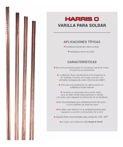 Varilla Para Soldar Cobre Laton Harris O% Plata X Unidad