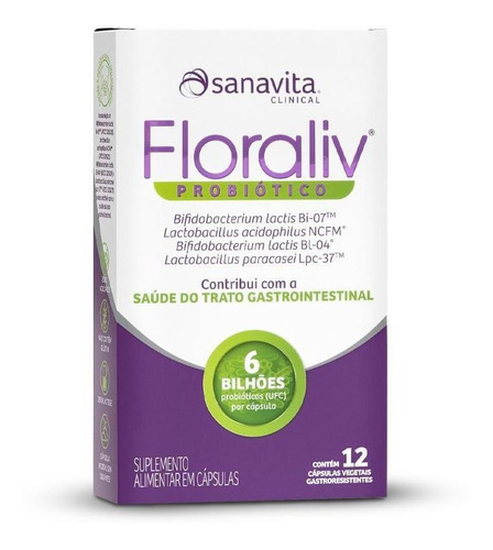 Floraliv Probiótico Sanavita 12 Cápsulas Vegetais