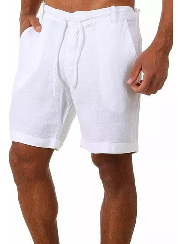 Pantalones Cortos De Lino Y Algodón Para Hombre