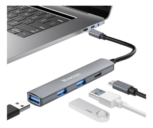 Adaptador Tipo C Hub 4 En 1 Para Macbook /laptop Con Usb 3.0