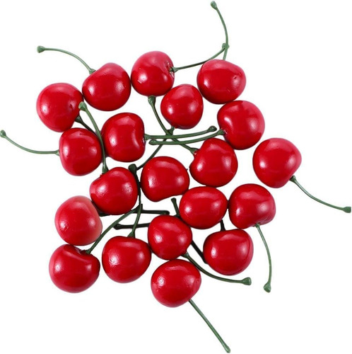 20 Unidades De Cerezas Artificiales Rojas, Modelo De Cereza