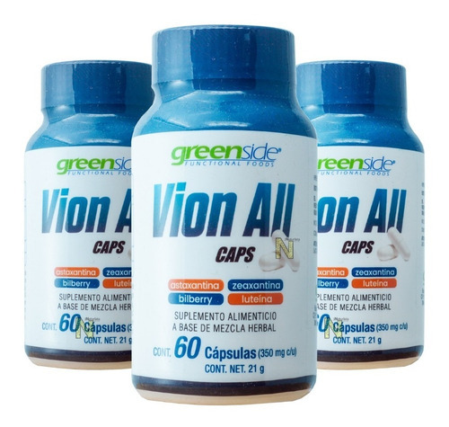 Imagen 1 de 3 de (3 Pzas) Vion All (60 Caps) Greenside Sabor Natural