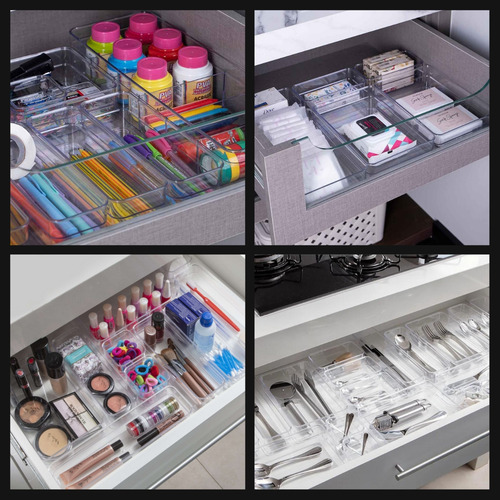 Kit 7 Organizador Modular Acrílico Gavetas Cozinha Multiuso