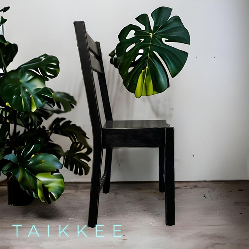 Sillas Comedor Rústica Negra Decapada X 6 Unidades - Taikkee