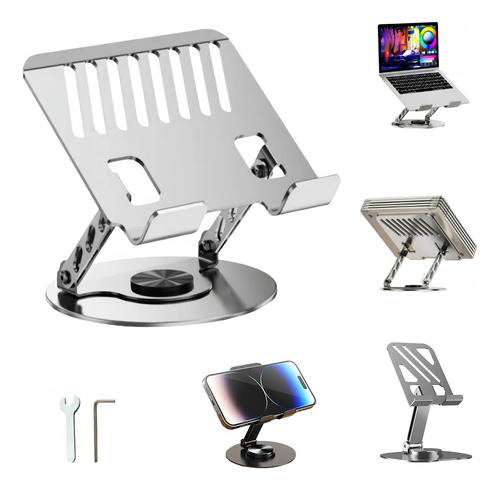 Base Soporte Para Laptoptableta Y Télefono Aluminio Giratori