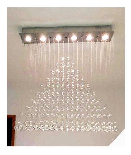 Lustre Retangular Acompanha Lampadas Cristais Legítimos