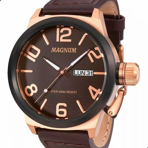 Relógio Magnum Masculino Ma33399z Couro Marrom Original