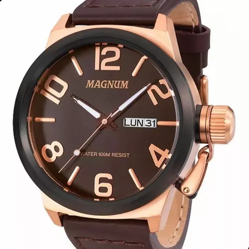 Relógio Magnum Masculino Couro Marrom MA33399Z