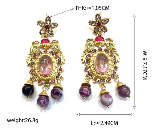 Elegantes Pendientes Colgantes Franceses Vintage Con Flores