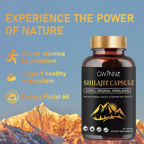 Pack 2 GWYNNE Shilajit Extract 120 Cápsulas Cada de Resina Charajiorgá Nica Pura Del Himalaya Sin sabor
