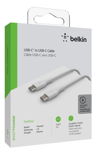 Cable Usb-c A Usb-c 1m Blanco Boostcharge